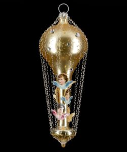 MAROLIN Balloon With Angel-Head-Oblates And Swarowsky Crystals Gold