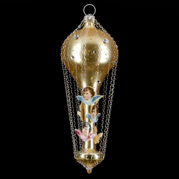 MAROLIN Balloon With Angel-Head-Oblates And Swarowsky Crystals Gold