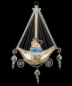 MAROLIN Gondola With 2 Angel-Oblates Kantille And Glass Beads Gold