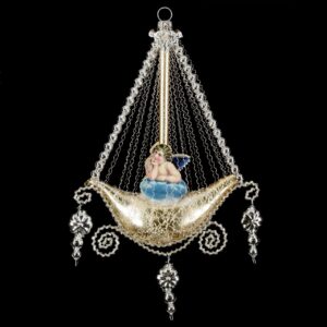 MAROLIN Gondola With 2 Angel-Oblates Kantille And Glass Beads Gold