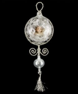 MAROLIN Ornament With Hollow Marolin - Angel Head Lyonese Wire And Beads Silver
