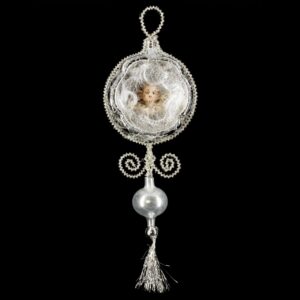 MAROLIN Ornament With Hollow Marolin - Angel Head Lyonese Wire And Beads Silver