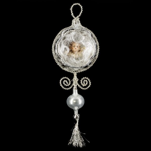 MAROLIN Ornament With Hollow Marolin - Angel Head Lyonese Wire And Beads Silver