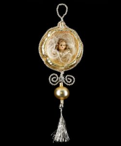 MAROLIN Ornament With Hollow Marolin - Angel Head Lyonese Wire And Beads Gold