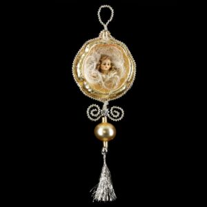 MAROLIN Ornament With Hollow Marolin - Angel Head Lyonese Wire And Beads Gold