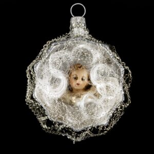 MAROLIN Ornament With Hollow Marolin - Angel Head And Lyonese Wire Silver