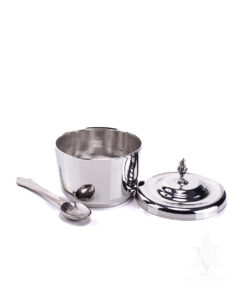 Polished Pewter Mustard Pot with Spoon