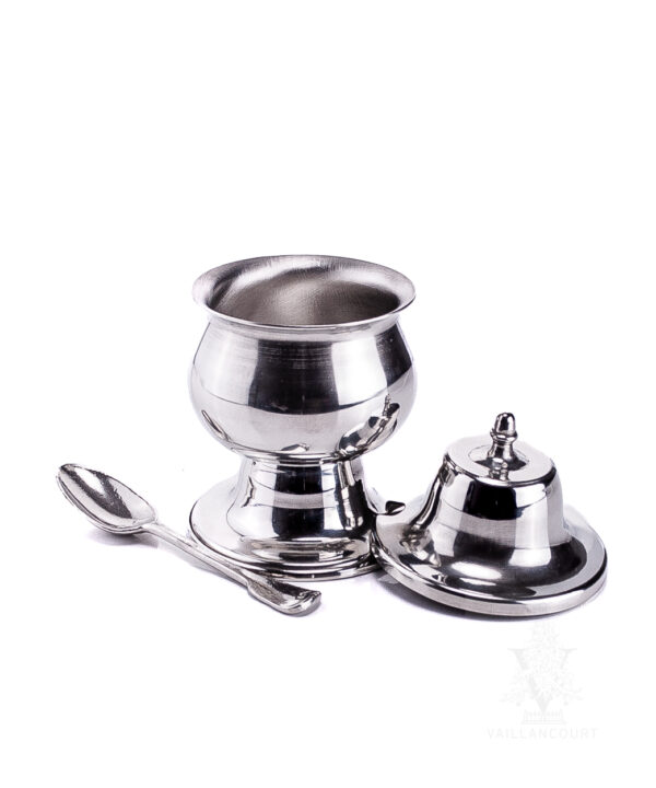 Polished Pewter Jam Jar with Spoon