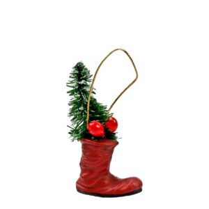 MAROLIN Christmas Tree Ornament Boot With Tree Red
