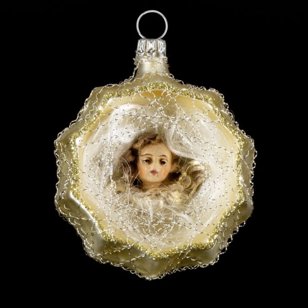 MAROLIN Ornament With Hollow Marolin - Angel Head And Lyonese Wire Gold