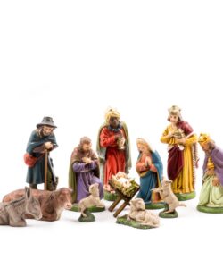 MAROLIN 12 Piece Nativity with Infant Jesus Lying In Wooden Crib (4.75 In)