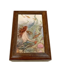 Mermaid Wishes Watercolor Print Wood Trinket/Jewelry Box