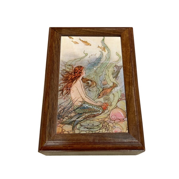 Mermaid Wishes Watercolor Print Wood Trinket/Jewelry Box