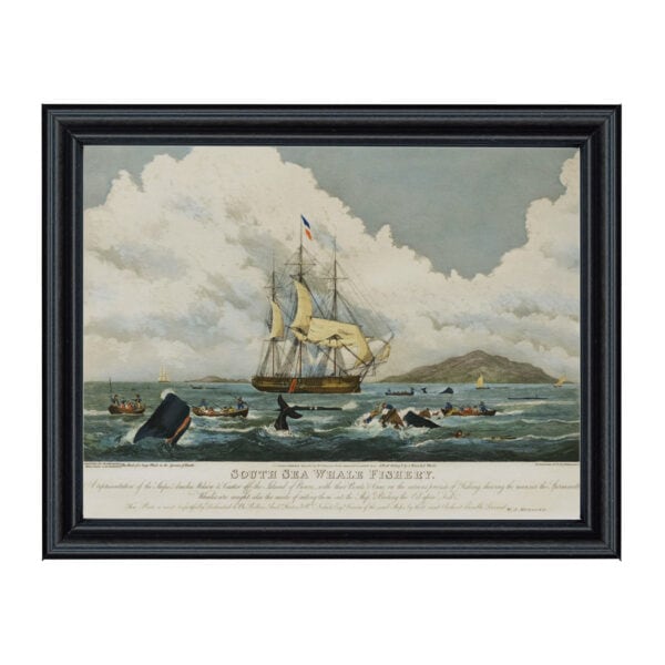 South Sea Whale Fishery Framed Print Behind Glass (11x14)