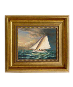 Racing Boat Painting Print on Canvas in Gold Frame (5x6)