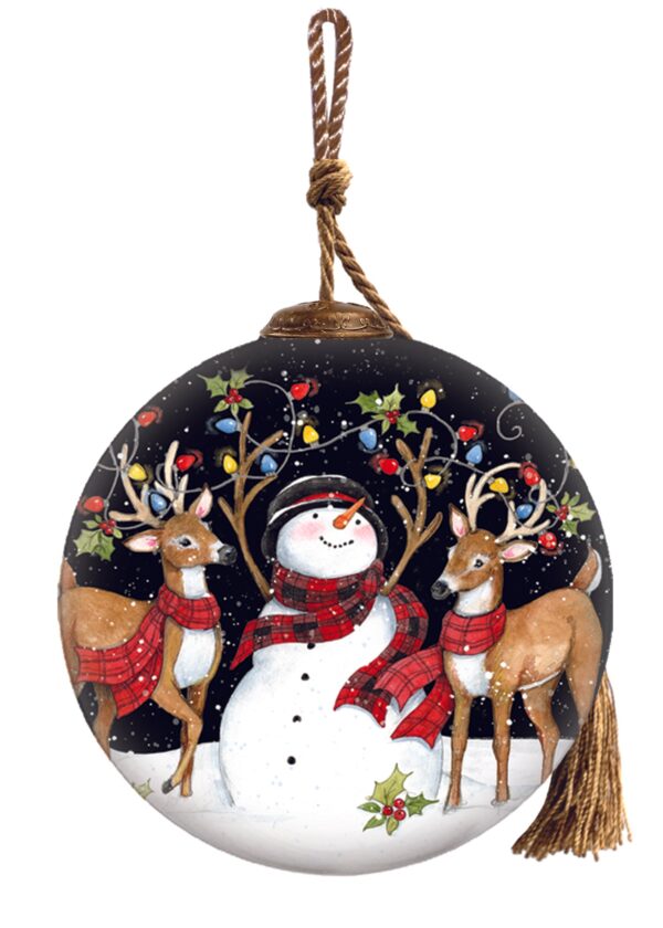 Inner Beauty Snowman With Christmas Lights Ornament