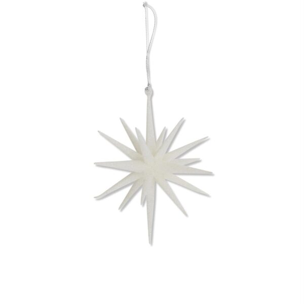 Glitter Star White 18 Point Ornament