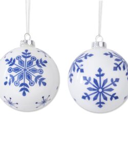 Ornament White With Blue Snowflake