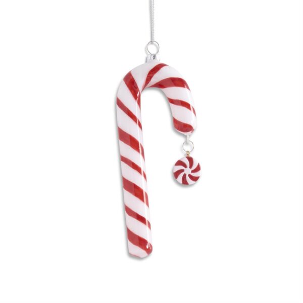 Candy Cane Ornament Red & White With Pepp