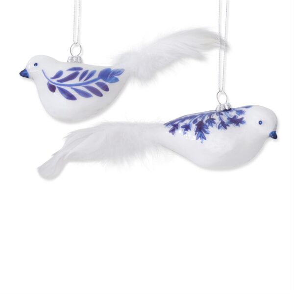 Bird Ornament White And Black Feather Tail