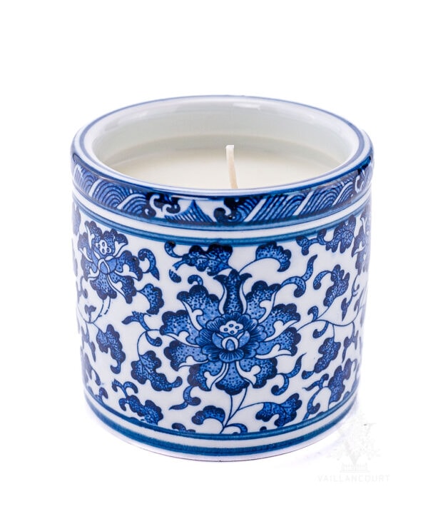 Asian Inspired Blue and White Candle