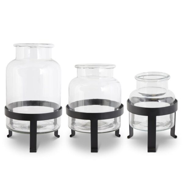 Medium Glass Jar On Metal Stand