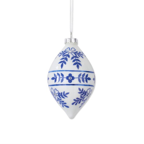 Teardrop Ornament White And Blue