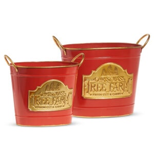 Small Red Tree Farm Decorative Bucket