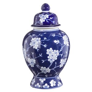 Tall Blue and White Floral Ginger Jar