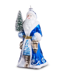 Blue Santa with Tree Ornament