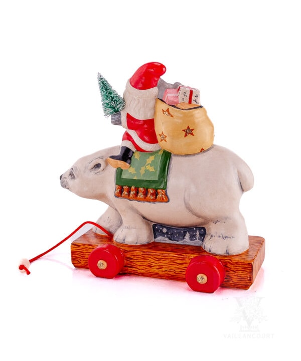 Traditional Santa on Polar Bear Pull Toy