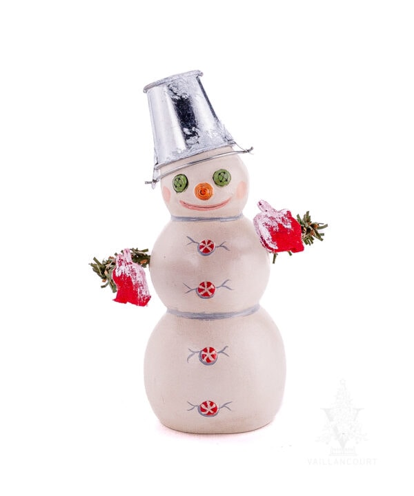 Snowman with Metal "Bucket Hat"