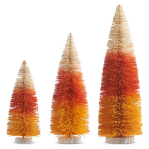 15" Candy Corn Bottle Brush Trees (Assorted)