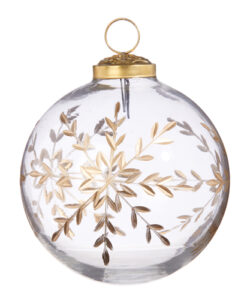 4" Gold Etched Snowflake Ball Ornament