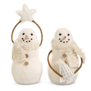 8.5" Sherpa Scarf Snowman Ornament  (Assorted)