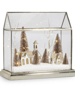 12.75" Lighted Snowy Village Terrarium