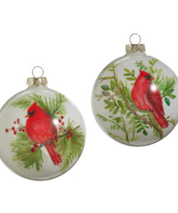 4" Cardinal on Branch Ball Ornament