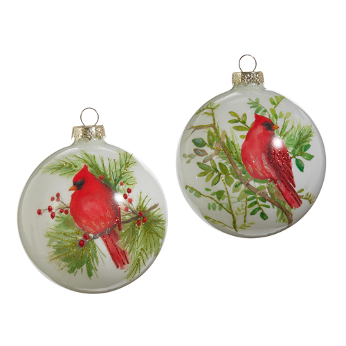 4" Cardinal on Branch Ball Ornament