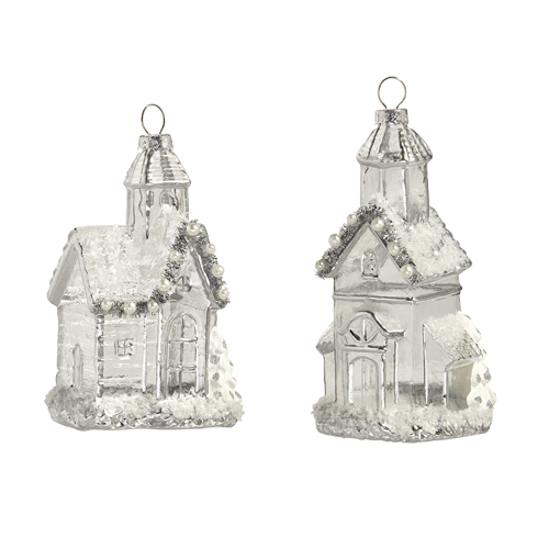 5" Silver Church Ornament (Assorted)