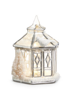 7" Lighted Silver Pagoda with Dove