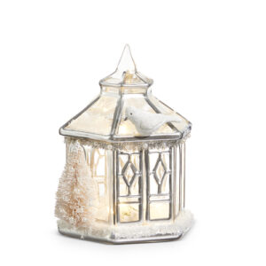 7" Lighted Silver Pagoda with Dove