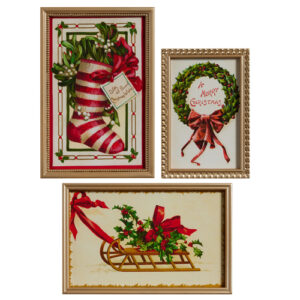 18" Vintage Christmas Wishes Framed Wall Art (Assorted)