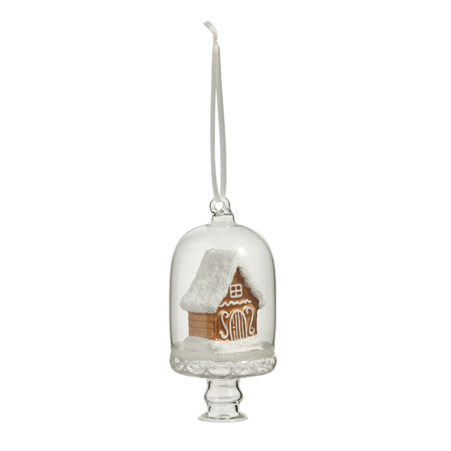 4.5" Gingerbread House in Cloche Ornament