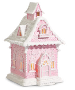 13.25" Pink Lighted Gingerbread House