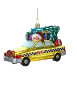 NYC Checker Taxi with Tree Ornament