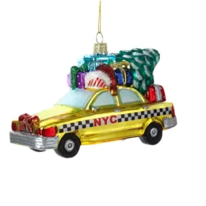 NYC Checker Taxi with Tree Ornament