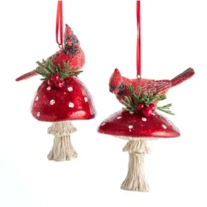 Cardinal On Mushroom Ornament