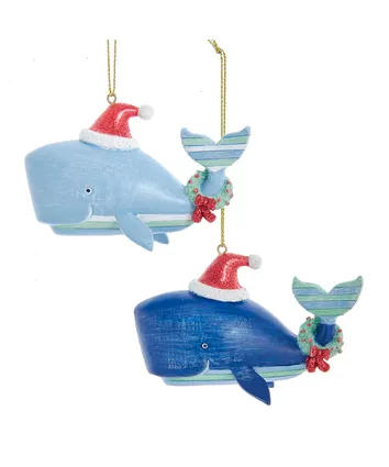 Whimsical Striped Whale Ornament  (Assorted)