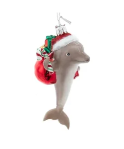 Dolphin with Santa Hat & Gifts Ornament