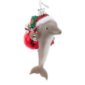 Dolphin with Santa Hat & Gifts Ornament